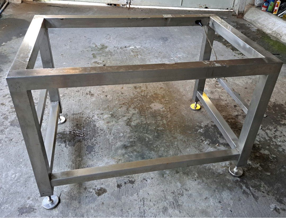 FOR SALE: Stainless Steel Working Table Frame (Category: Industrial Equipment) located in Las Pinas. Submitted by kyoyaanime (Listing ID 1468138410, Image 1). Description: FOR SALE: Stainless Steel Working Table Frame 📌 Item: Stainless Steel Working Table Frame 📏 Dimensions (L × W × H): 114.5 × 76 × 76 cm 💰 Price: ₱5,000 ✅ Stainless steel frame ✅ With adjustable leveling feet ✅ Built-in electrical outlet 📍 Condition: Sold as is, where is 📩 M