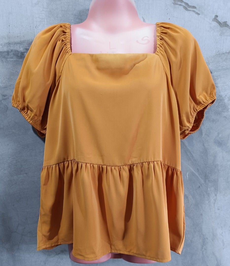 ForMe Womens Tangerine Puffed Sleeve Blouse (Category: Blouses) located in Bacoor. Submitted by nineties_kid (Listing ID 1468181289, Image 2). Description: <===• ForMe Womens Tangerine Puffed Sleeve Blouse Size: XL Style: Puff Sleeve Blouse Brand: Forme Shoulder width: 16 inches Sleeve length: 11 inches Blouse width: 20 inches Blouse length: 23 inches Condition: Good as new ___________________________ ▶LBC Cash on Pick-up (C.O.P) Offer nation-wid