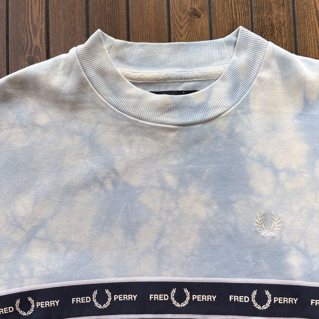 Fred Perry Tie dye Taped Crewneck Sweater (Category: Coats, Jackets and Outerwear) located in Bacolod City. Submitted by treasurehuntsv2 (Listing ID 1468212113, Image 3). Description: Condition – Excellent Color Rate –9.5/10 Flaws – None ✅ Size: Dimensions: Width – 20 Length – 26 .