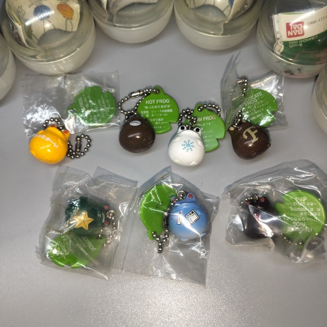 Frog style collection (Category: Vintage Collectibles) located in Manila. Submitted by ramiafern (Listing ID 1468213703, Image 2). Description: FOR SALE VINTAGE FROG STYLE BANDAI 2002 KEYCHAIN ₱180 each | ₱1,100 buyout for all ୨ৎ 3 pcs mint in plastic ୨ৎ 4 pcs newly opened SAN MATEO, RIZAL J&T EXPRESS MARIBANK.