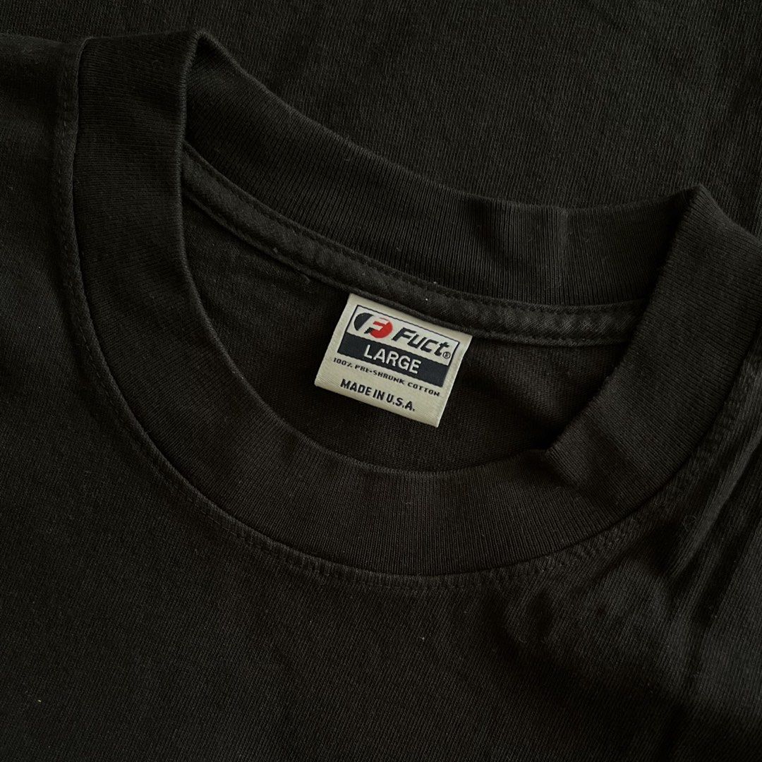 FUCT Chrome T-Shirt L (Category: Tshirts & Polo Shirts ) located in Taguig. Submitted by groovez_jp (Listing ID 1468096664, Image 3). Description: - Brand: FUCT - Color: Black - Size: Large (Classic fit) - Design: Chrome Ford-style logo with sparkle accents across the chest - Material: 100% pre-shrunk heavyweight cotton - Origin: Made in U.S.A. - Condition: Clean, no holes, no stains.