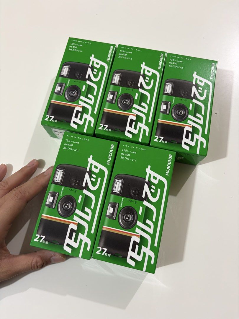 Fujifilm Disposable Camera (Category: Cameras) located in Pasig City. Submitted by catherinea38704 (Listing ID 1468247054, Image 1). Description: - Quantity: 5 pcs available - Film Type: 400 ISO, 27 exposures per camera - Expiry Date: September 2028 - bought in Japan 1,250 each.