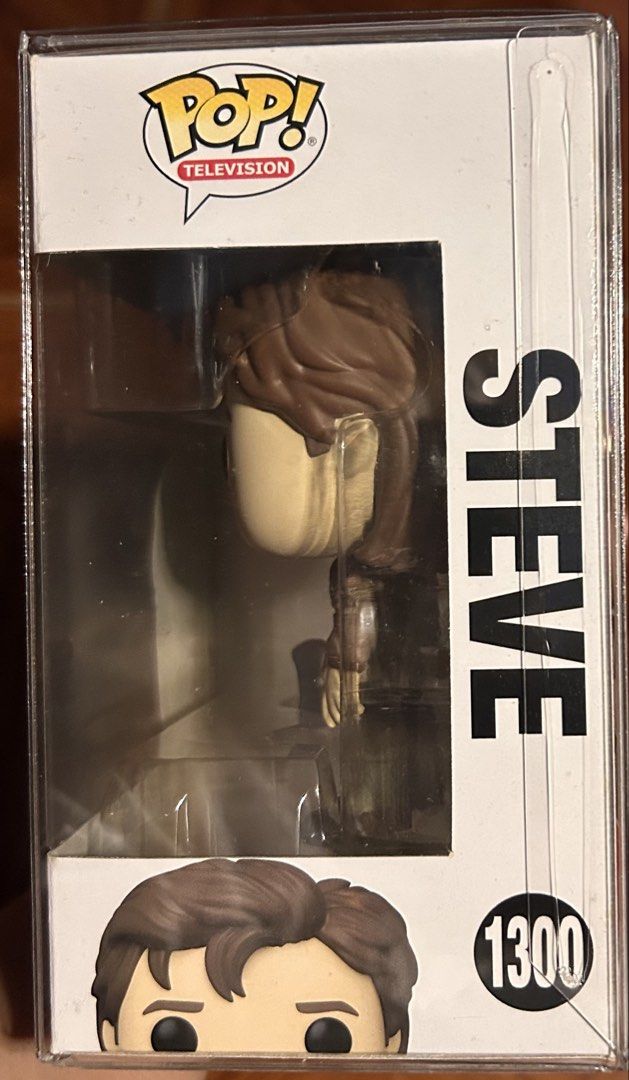 FUNKO POP STRANGER THINGS STEVE 1300 (Category: Figurines & Statues) located in Pasig City. Submitted by ssalgnowk (Listing ID 1468132535, Image 2). Description: - Item: Funko Pop! Stranger Things - Steve (Vinyl Figure #1300) - Details: Holding his signature weapon from the Upside Down - Condition: never out of box, dirt due to storage - Ideal for: Completing your Stranger Things Season 4 collection - add ₱50 for protector.
