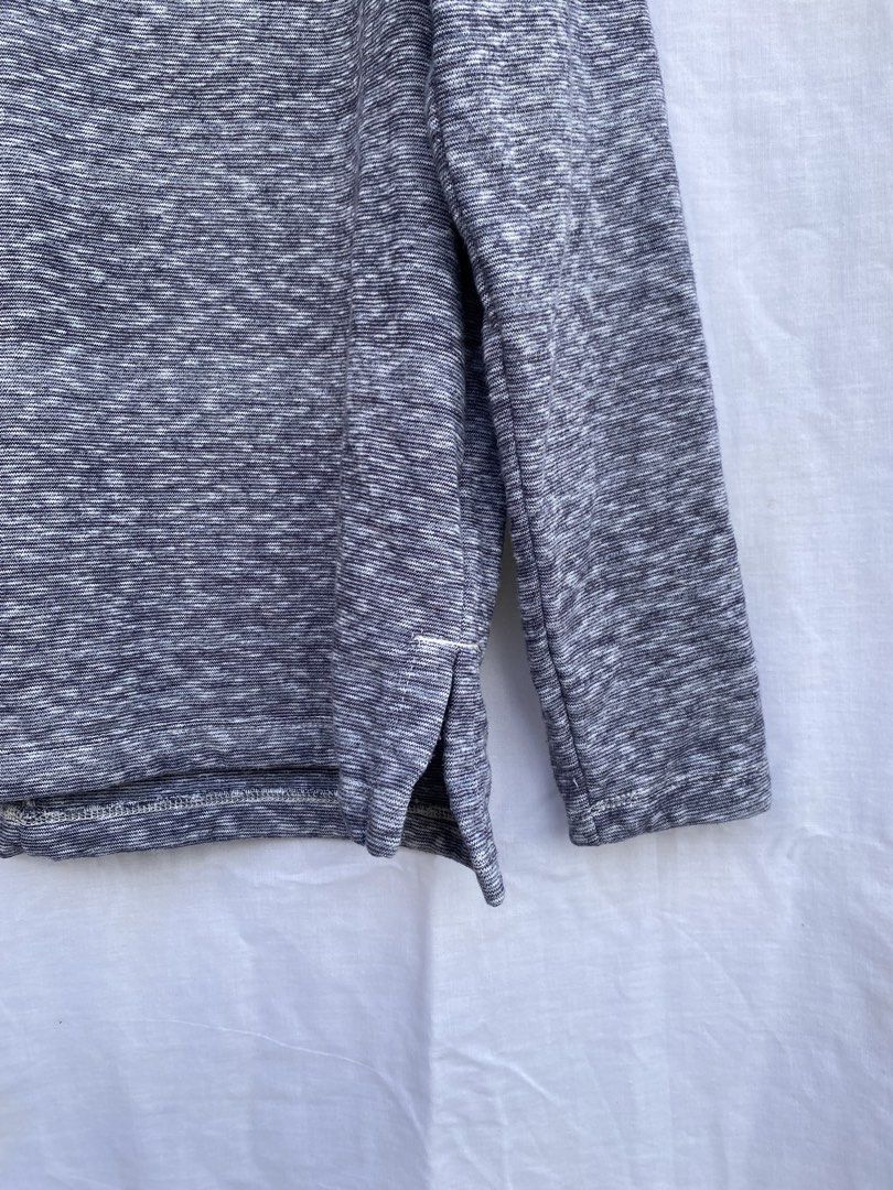 Gap Designed & Crafted Heathered Blue Grey Hoodie (Category: Coats, Jackets and Outerwear) located in Baguio. Submitted by royalriver17 (Listing ID 1468123957, Image 3). Description: - Brand: Gap - Style: Pullover hoodie with relaxed cowl neck and small side slits - Color/Pattern: Heathered blue and grey marled knit - Material: Soft, textured fabric - Condition: Great pre-loved condition, no major flaws spotted - Perfect for: Casual, everyday wea