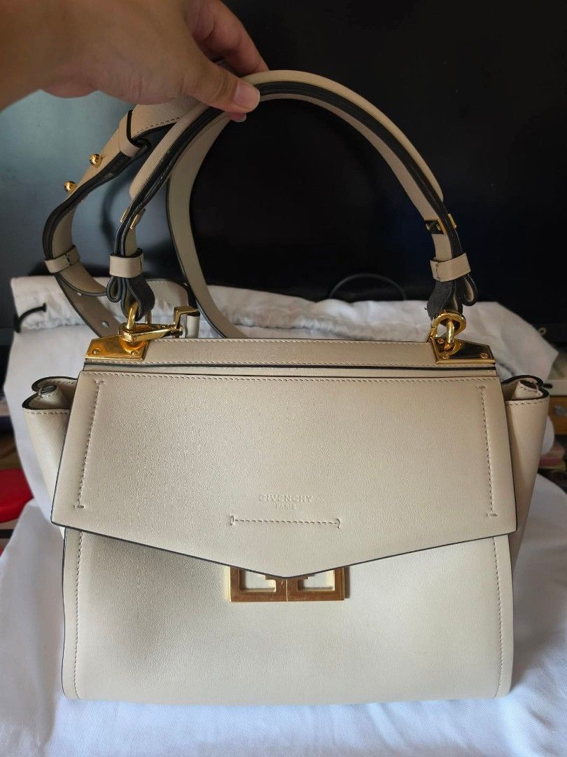 Givenchy Mystic Small Leather Satchel Bag Beige (Category: Luxury Bags & Wallets) located in Quezon City. Submitted by _declutteringmom (Listing ID 1468148571, Image 2). Description: RUSH! Givenchy Mystic - Guaranteed authentic 💯 - Size: small - Color: abeige - Leather: smooth calfskin - Condition: normal signs of use, excellent condition - With dustbag - Bought at Givenchy Shangri-La - RFS: decluttering.