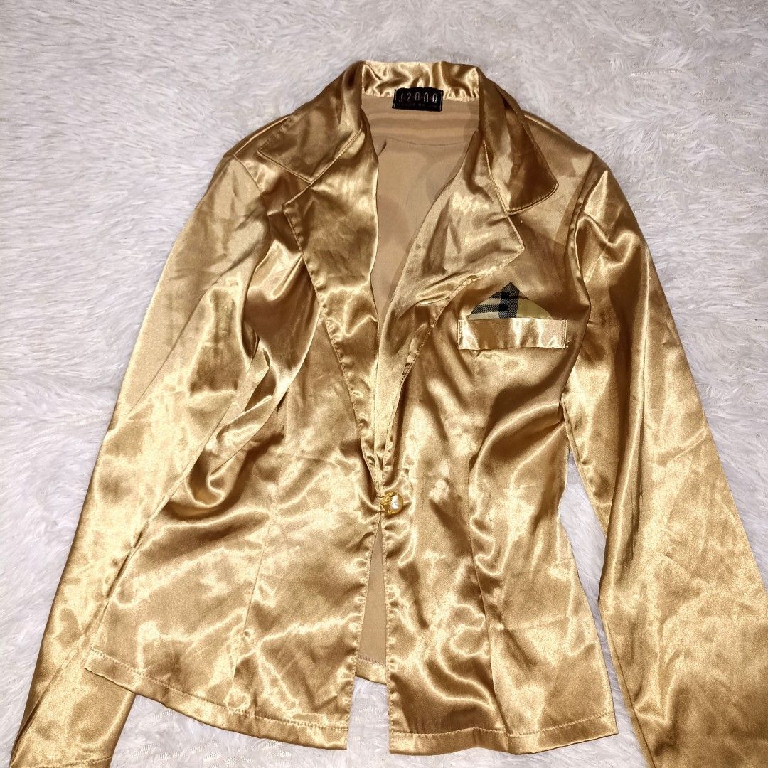 Gold Satin Coat (Category: Coats, Jackets and Outerwear) located in Manila. Submitted by goldenmountain.e4137d (Listing ID 1468179675, Image 2). Description: Never been worn, still good as new..