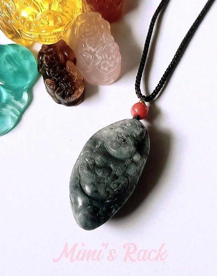 Gray Jade Buddha Carving Rope Necklace (Category: Necklaces) located in Taguig. Submitted by mimisrack (Listing ID 1468173452, Image 3). Description: 🩶Timeless stone. Sacred symbol. -Buddha symbolizes peace, wisdom, and spiritual protection -A meaningful jade pendant with classic spiritual symbolism 🧿 rope length: adjustable approx up to 65cm 🧿 pendant size: 21x42mm 💎Gems & crystals are energized and cleansed before shipping. 💎As these gemst