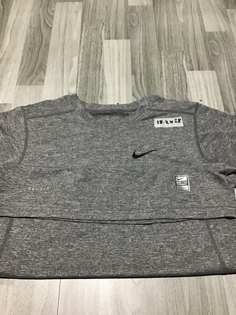 gray Nike Pro combat Dri-FIT short-sleeve (Category: Tshirts & Polo Shirts ) located in Davao. Submitted by ljay.thriftedfinds (Listing ID 1468242435, Image 2). Description: gray Nike Pro combat Dri-FIT short-sleeve Size small Excellent condition No issue 350 add shipp.
