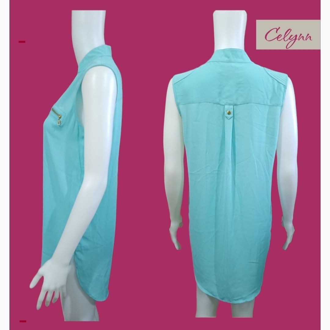 MY MICHELLE Turquoise Sleeveless Blouse; Large (Category: Blouses) located in Moncada. Submitted by celynn.collection (Listing ID 1468084531, Image 2). Description: ✅ PLEASE READ BEFORE ASKING! 😊 ----------------------------------------------------- 📍LOCATION: Pangasinan, Luzon ----------------------------------------------------- ✅ Clothes are THRIFTED or PRE-LOVED unless stated brand new. ----------------------------------------------------- 