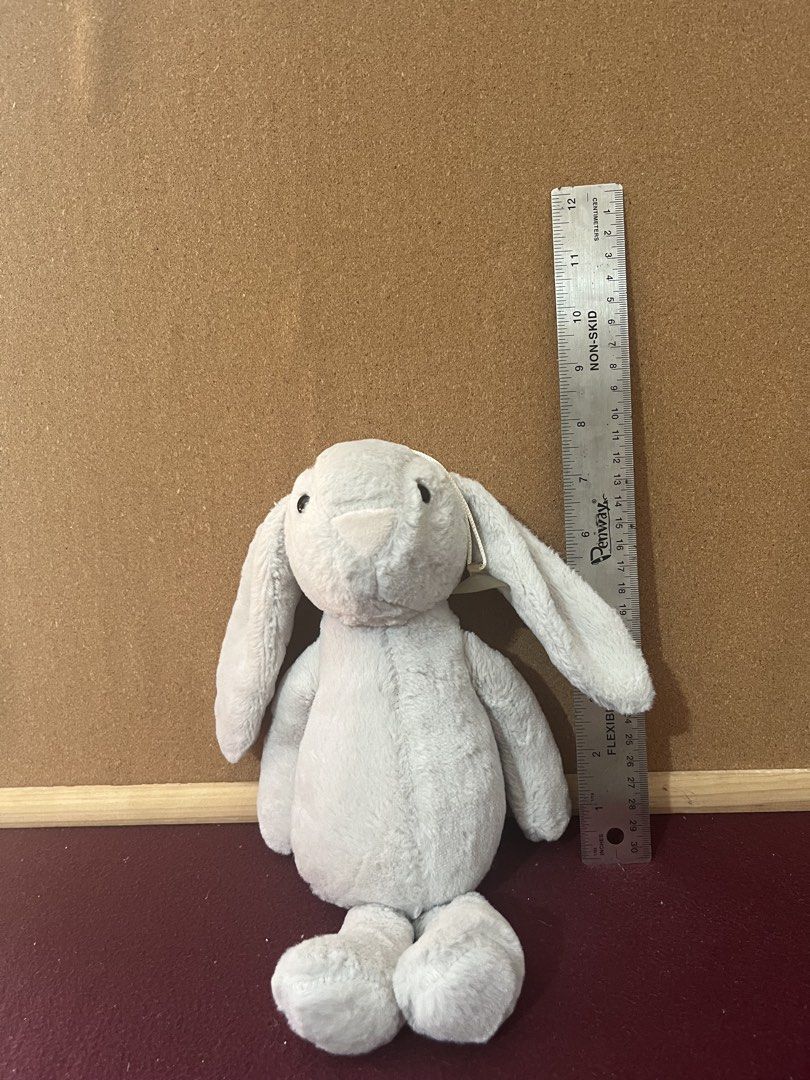Grey Rabbit Bunny Toy (Category: Plushies & Soft Toys) located in Baguio. Submitted by gaara1234 (Listing ID 1468073261, Image 1). Description: - Item: Soft Grey Bunny Plush Toy - Size: Approx. 25 cm tall - Features: Adorable long floppy ears, cute nose, and dark eyes - Texture: Incredibly soft and huggable fabric - Condition: Clean, well-maintained, no tears or stains.