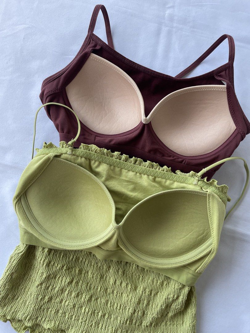 GU Cropped Padded Tops (Category: Sleeveless) located in Subic. Submitted by sleevesandbottoms (Listing ID 1468280282, Image 2). Description: GU Cropped Padded Tops ₱550 for two plus shipping fee Brown x Green | Medium 🚚 J&T Olongapo City .
