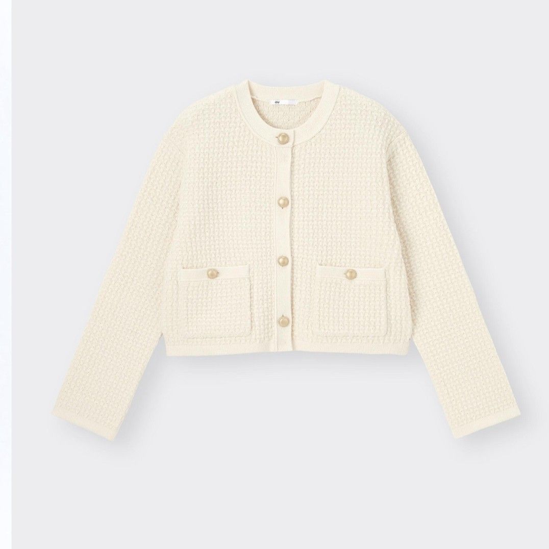 GU Tweedy Knitted Cardigan (Category: Coats, Jackets and Outerwear) located in Angeles City. Submitted by miss_independent01 (Listing ID 1468129688, Image 1). Description: GU Tweedy Knitted Cardigan Color: Cream Width: 22 (XXL on tag) Length: 20 Sleeve: 20 Shoulder: 19 MOP: Gcash ✅ Mine Now, Pay Now ✅ First to Pay, Gets the Item 📍 PAMPANGA Courier: JnT 🚚🚚 PM 💌.