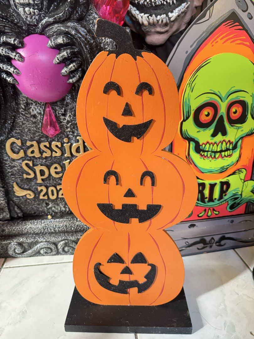 Halloween Decoration Hyde & EEK 3 Layer Wood Pumpkins (Category: Occasions & Party Supplies) located in Pasig City. Submitted by JMToysandCollectibles (Listing ID 1468131223, Image 1). Description: Halloween Decoration Hyde & EEK 3 Layer Wood Pumpkins PHP980 Size: Height 20” Inches Pick Up or Delivery via Lalamove MOP: Gcash/ BPI/ BDO.