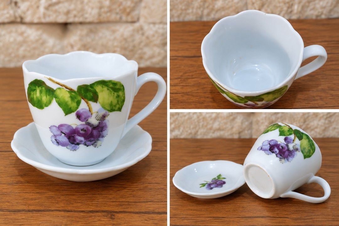 Harumi Kurihara Blueberry pattern ceramic mug and saucer set (Category: Coffee & Tea Tableware) located in San Fernando. Submitted by japansurpluselyu (Listing ID 1468080331, Image 1). Description: .