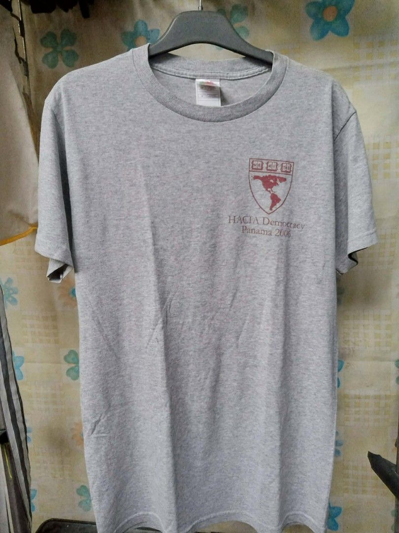 Harvard 2006 T-Shirt (Category: Tshirts & Polo Shirts ) located in Pasig City. Submitted by rjkfindsofficial (Listing ID 1468133920, Image 1). Description: - Vintage 2006 HACIA Democracy conference t-shirt from Panama - Grey color with double-sided graphic prints (event logo on chest, phonetic spelling and definition on back) - Fruit of the Loom Heavy Cotton tag - Size: Small - Material: 90% cotton, 10% polyester (Made in Honduras) - Condition: C