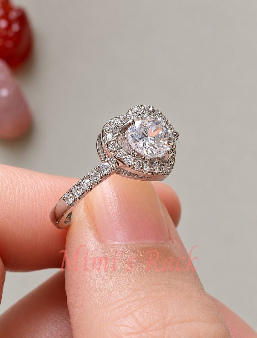 Heart Halo Moissanite Ring (Category: Rings) located in Taguig. Submitted by mimisrack (Listing ID 1468204926, Image 3). Description: 🩶Celebrate love and timeless elegance with this stunning Heart Halo Moissanite Ring. Featuring a brilliant heart-cut moissanite surrounded by a sparkling halo, this ring offers exceptional fire and brilliance that beautifully catches the light. A perfect choice for daily wear, anniversaries, proposals, or as a mea