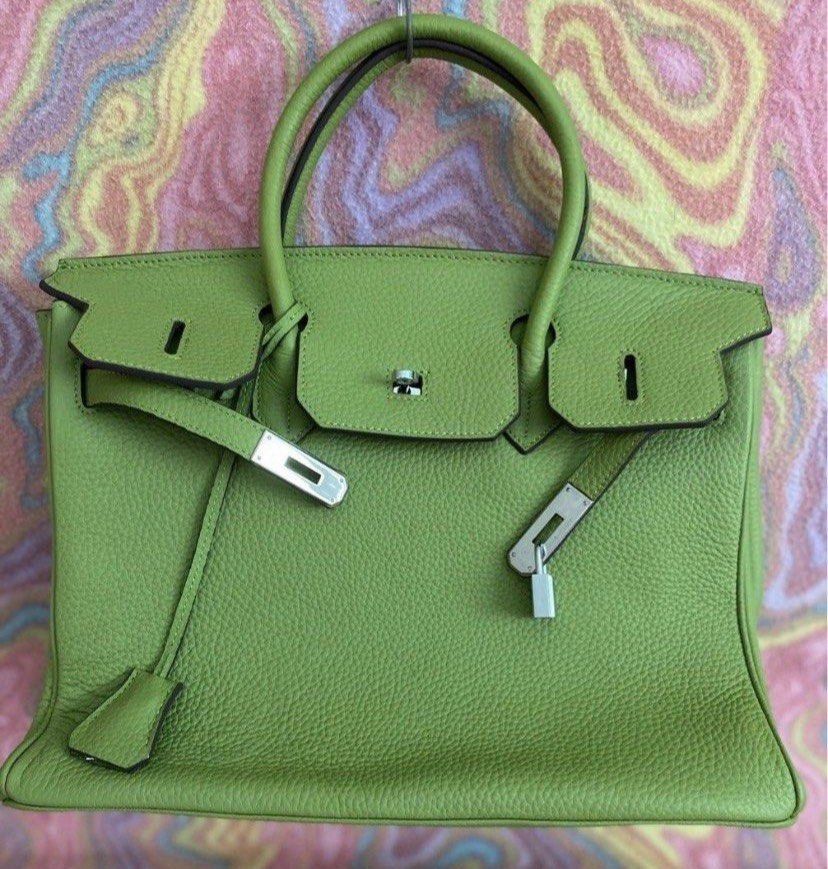 Hermes Birkin Handbag Green (Category: Luxury Bags & Wallets) located in Muntinlupa City. Submitted by hollieberrygirl (Listing ID 1468137479, Image 1). Description: Light Green Tote Bag Unused, stored Coded Approx measurements L 13” W 7.5” H 11” ₱8,850 SF c/o buyer.