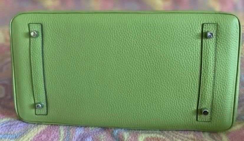 Hermes Birkin Handbag Green (Category: Luxury Bags & Wallets) located in Muntinlupa City. Submitted by hollieberrygirl (Listing ID 1468137479, Image 3). Description: Light Green Tote Bag Unused, stored Coded Approx measurements L 13” W 7.5” H 11” ₱8,850 SF c/o buyer.