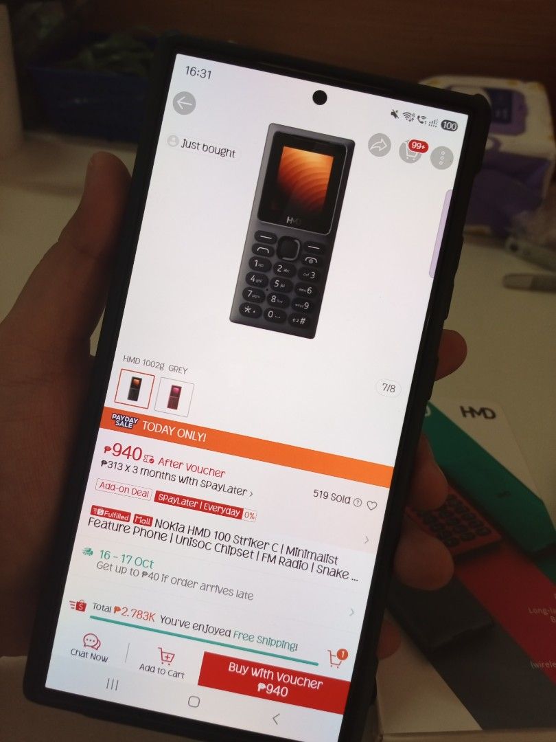 HMD 100 Basic Keypad Phone (Category: Early Generation Mobile Phones) located in Quezon City. Submitted by kryzziesfinds (Listing ID 1468169435, Image 2). Description: Complete with box and charger HMD 100 Basic Keypad Phone 399 pesos only Location: La Loma QC.
