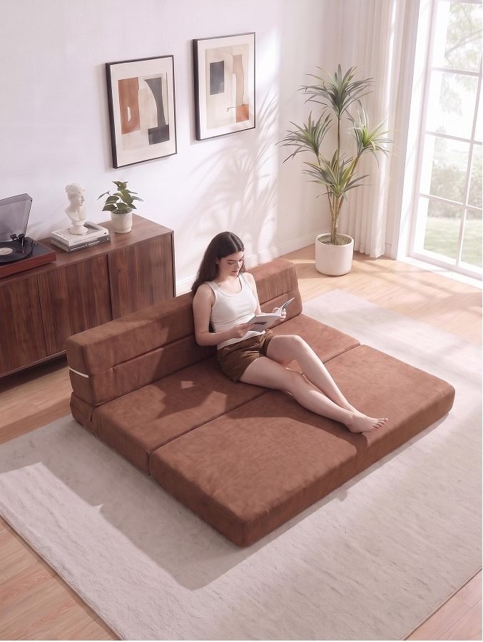 Home Straight Compressed Sofa Bed Convertible Floor Mattress (Category: Bed Frames & Mattresses) located in Manila. Submitted by rarewhale_487098 (Listing ID 1468072792, Image 2). Description: - 2-in-1 Design: Easily converts from an upright sofa into a flat floor mattress - Ultimate Comfort: High-density foam padding ideal for lounging and sleeping - Stylish & Cozy: Soft textured fabric cover in a versatile coffee brown color - Space-Saving: Per