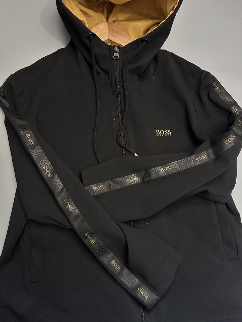 Hugo Boss Track Jacket (Category: Activewear) located in Manila. Submitted by thriftavenueph (Listing ID 1468089912, Image 3). Description: Fs: Hugo Boss Track Jacket Size: 21x24, L Condition: excellent, no issue, no crack prints, 10/10 color, working zippers Price: 2,500.