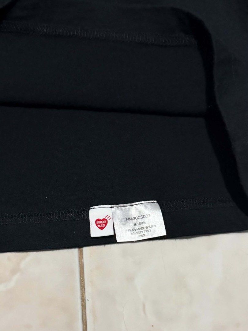 Human Made Cotton Plain Tee (Category: Tshirts & Polo Shirts ) located in Las Pinas. Submitted by euphrasia_ (Listing ID 1468122970, Image 3). Description: - Black | Red Heart Logo - Size XL - 9/10 condi | used twice - bought in Japan 📍Las Piñas lalamove or meetup.