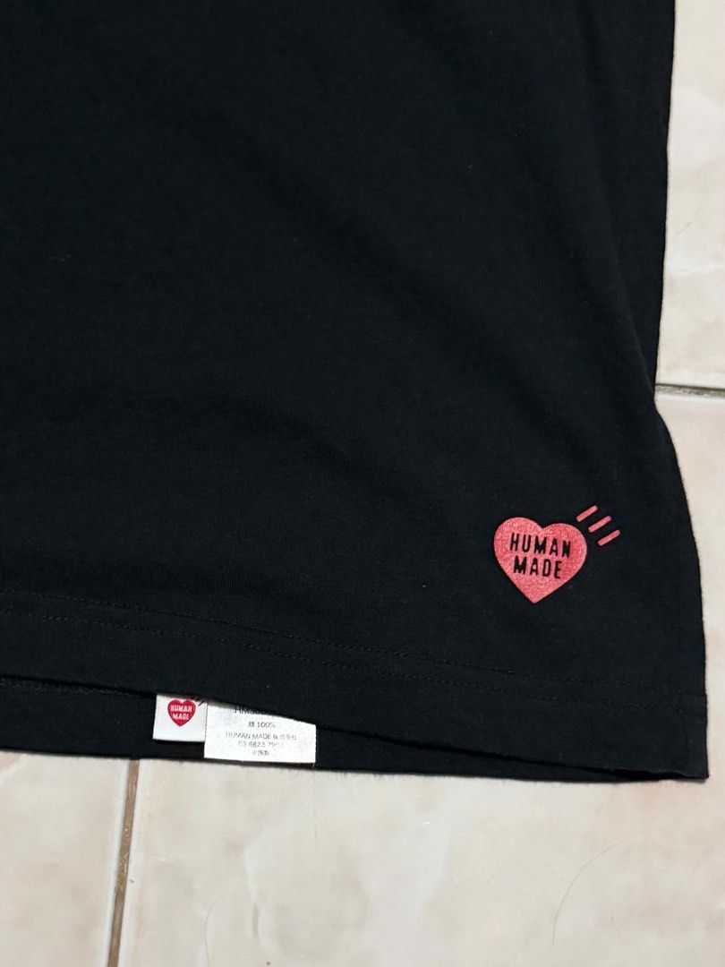 Human Made Cotton Plain Tee (Category: Tshirts & Polo Shirts ) located in Las Pinas. Submitted by euphrasia_ (Listing ID 1468122970, Image 2). Description: - Black | Red Heart Logo - Size XL - 9/10 condi | used twice - bought in Japan 📍Las Piñas lalamove or meetup.