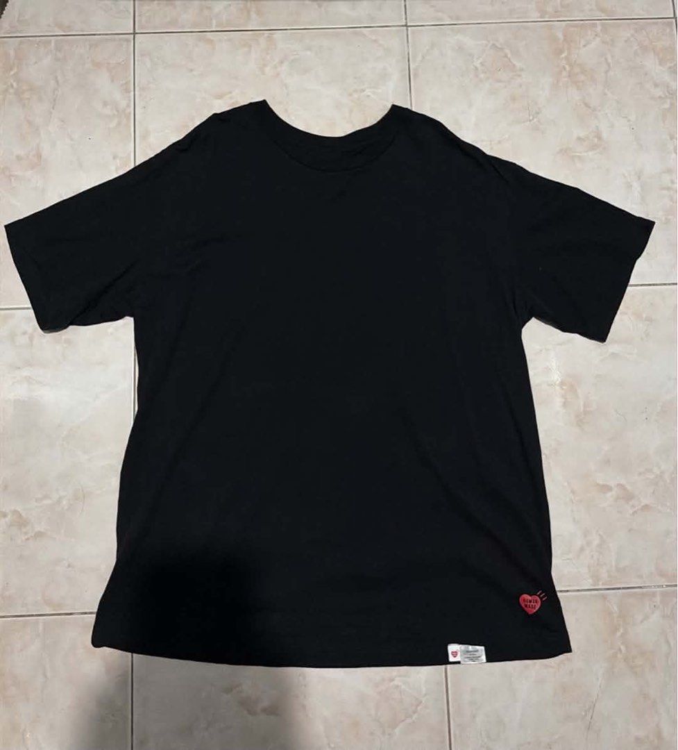 Human Made Cotton Plain Tee (Category: Tshirts & Polo Shirts ) located in Las Pinas. Submitted by euphrasia_ (Listing ID 1468122970, Image 1). Description: - Black | Red Heart Logo - Size XL - 9/10 condi | used twice - bought in Japan 📍Las Piñas lalamove or meetup.