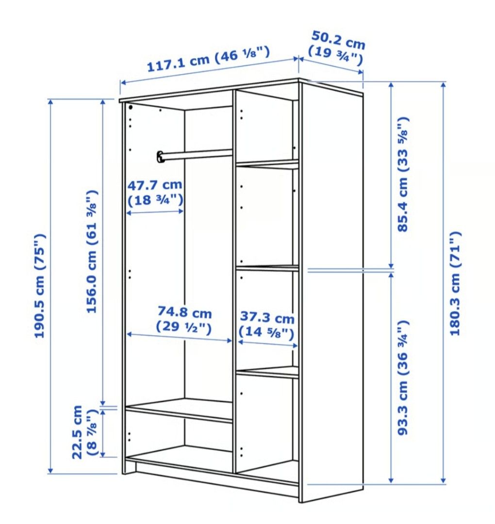IKEA BRIMNES Wardrobe with 3 doors and mirror (Category: Shelves, Cabinets & Racks) located in Manila. Submitted by alyssa_gtrrz (Listing ID 1468258070, Image 3). Description: - Color & Design: Clean white finish with a modern, minimalist look - Features: 3 doors, central mirror panel, upper shelf storage, and spacious hanging area - Condition: Solid construction and well-maintained - Pick-up Note: Buyer must handle own disassembly and transport.