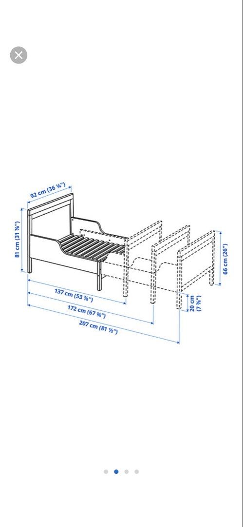 IKEA SUNDVIK Extendable Bed Frame White 80x200 cm (Category: Bed Frames & Mattresses) located in General Trias. Submitted by penguinbunny_325 (Listing ID 1468175171, Image 3). Description: - Item: IKEA SUNDVIK Extendable Bed Frame - Color: White - Size: 80x200 cm (adjustable lengths to grow with your child) - Material: Durable solid wood construction - Inclusion: Comes with a sturdy slatted bed base - Value: Retails for 12,999 PHP, perfect for gr