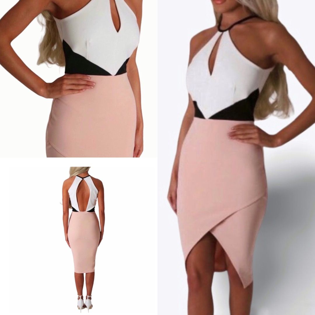 IMPORTED PINK BOUTIQUE PEACH BLACK ASSYMETRICAL DRESS (Category: Evening dresses & gowns) located in Marikina City. Submitted by minimalistmanila (Listing ID 1468095328, Image 2). Description: New Pink Boutique peach white black dress. Medium size, 18 inch bust, 39 inch length. Bought in UK. Order now!.