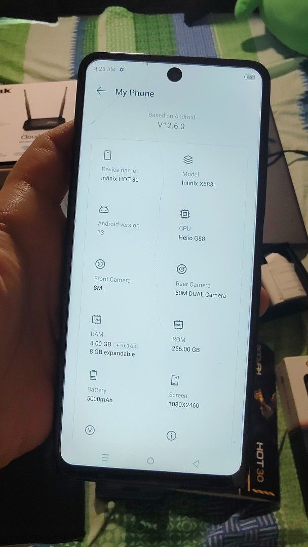 Infinix (Category: Android Others) located in San Jose del Monte. Submitted by nclplcnt (Listing ID 1468068274, Image 3). Description: - Brand/Model: Infinix Hot 30 (Infinix X6831) - Storage/RAM: 256GB ROM / 8GB RAM (+5GB expandable) - Processor: MediaTek Helio G88 - Condition: May visible crack sa screen (check photos), but fully functional - Inclusions: Original box, charger, and black protective case - Meetup Locations: SM Manila Food Court or