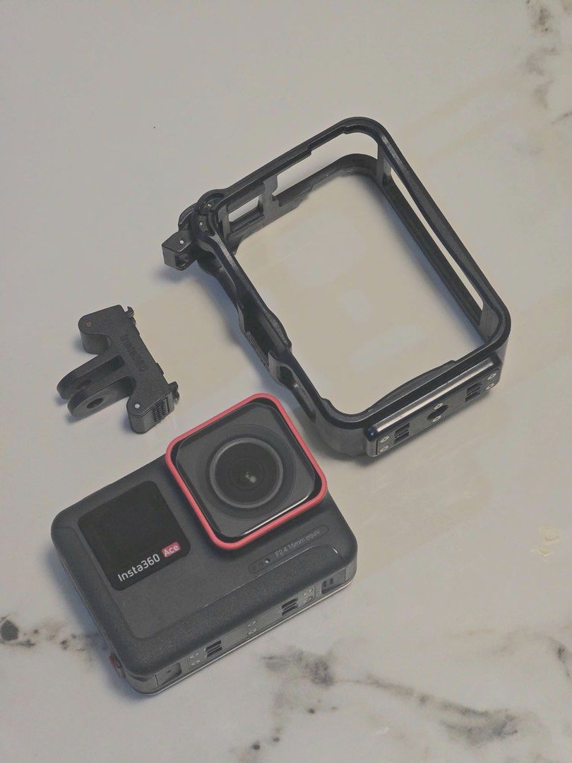 Insta360 Ace v1 Action Camera with Box and Mount (Category: Cameras) located in Mandaluyong City. Submitted by loperamide23121 (Listing ID 1468138238, Image 2). Description: - Model: Insta360 Ace action camera - Condition: slightly used, not abused. Clean body and clear lenses, great setup for sports, travel, and outdoor recording - Key Feature: Flip-up screen for easy vlogging and framing shots - Inclusions: Original box, mounting frame, and mou