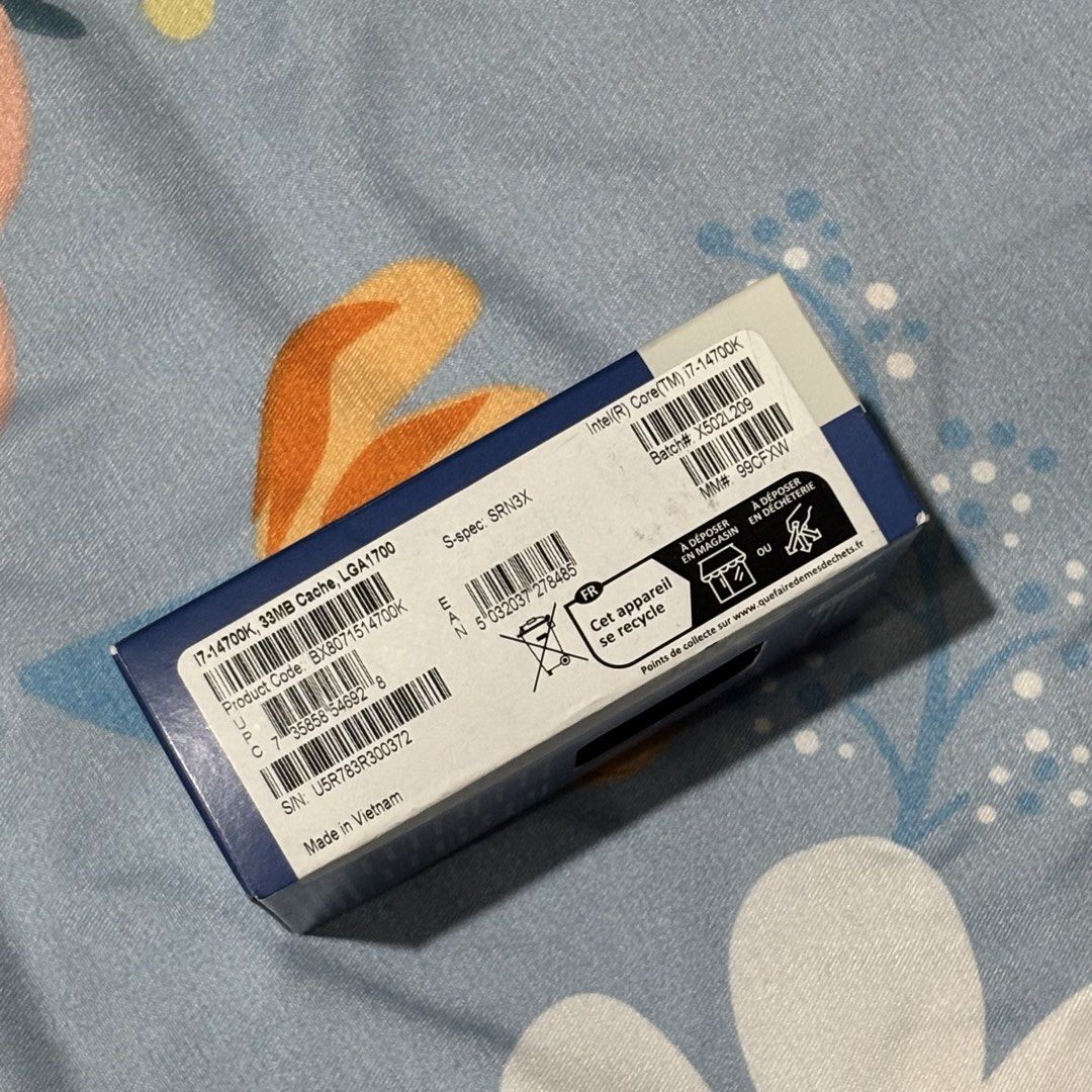 Intel Core i7-14700K 14th Gen Processor — Brand New Sealed (Category: Computer Parts) located in Manila. Submitted by pinkypoison_ (Listing ID 1468193474, Image 3). Description: Selling a brand-new, factory-sealed Intel Core i7-14700K 14th Gen processor! Product Details: Brand: Intel Model: Core i7-14700K Generation: 14th Gen Socket: LGA1700 Condition: Brand New, Sealed Price: ₱25,000 (Orig Price: ₱29,000) ✨ Perfect for PC builders, gaming setups