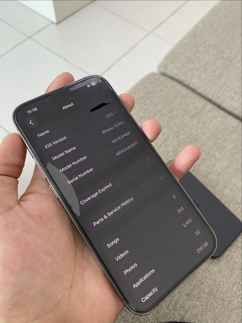 iphone 13 pro (Category: iPhone 13 Series) located in Batangas. Submitted by thriftysaii (Listing ID 1468119438, Image 2). Description: specs: 256gb Truetone working Face id working Any sim 74% battery health kakunat pa niyan NTC approved No sim restrictions No history of repair No issue Unli reset sa meet up Inclusion: powermac adaptor,ugreen cord tempered lang yung na sa screen pero walang issue yan 📌Batangas City.