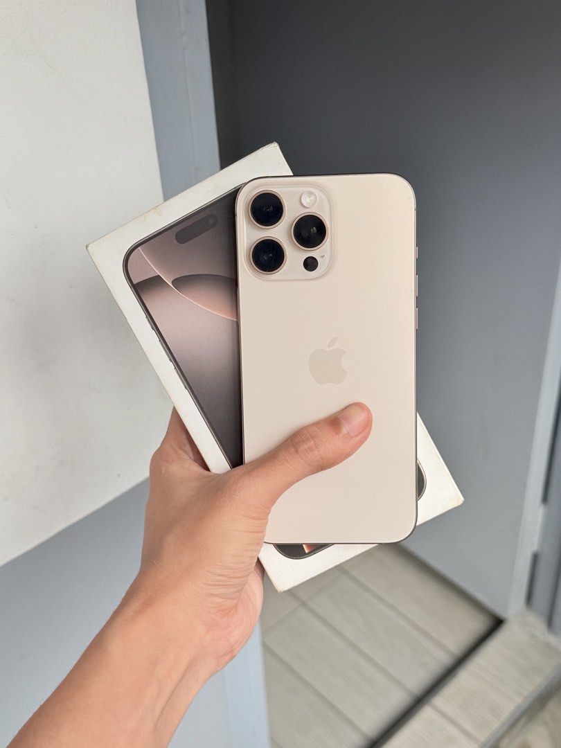 Iphone 16 Pro Max (Desert Titanium) (Category: iPhone 16 Series) located in Malabon City. Submitted by mangwelsss (Listing ID 1468229252, Image 1). Description: FOR SALE OR SWA SA LOWER UNIT PLUS CASH! iPhone 16 Pro Max Desert Titanium 256gb 89% Battery Health Factory Unlocked Local Variant No issue No history of repair Makinis Comes w/ original Box (same imei) Cord Cases Unli check and unli reset upon meetup Loc: South caloocan.