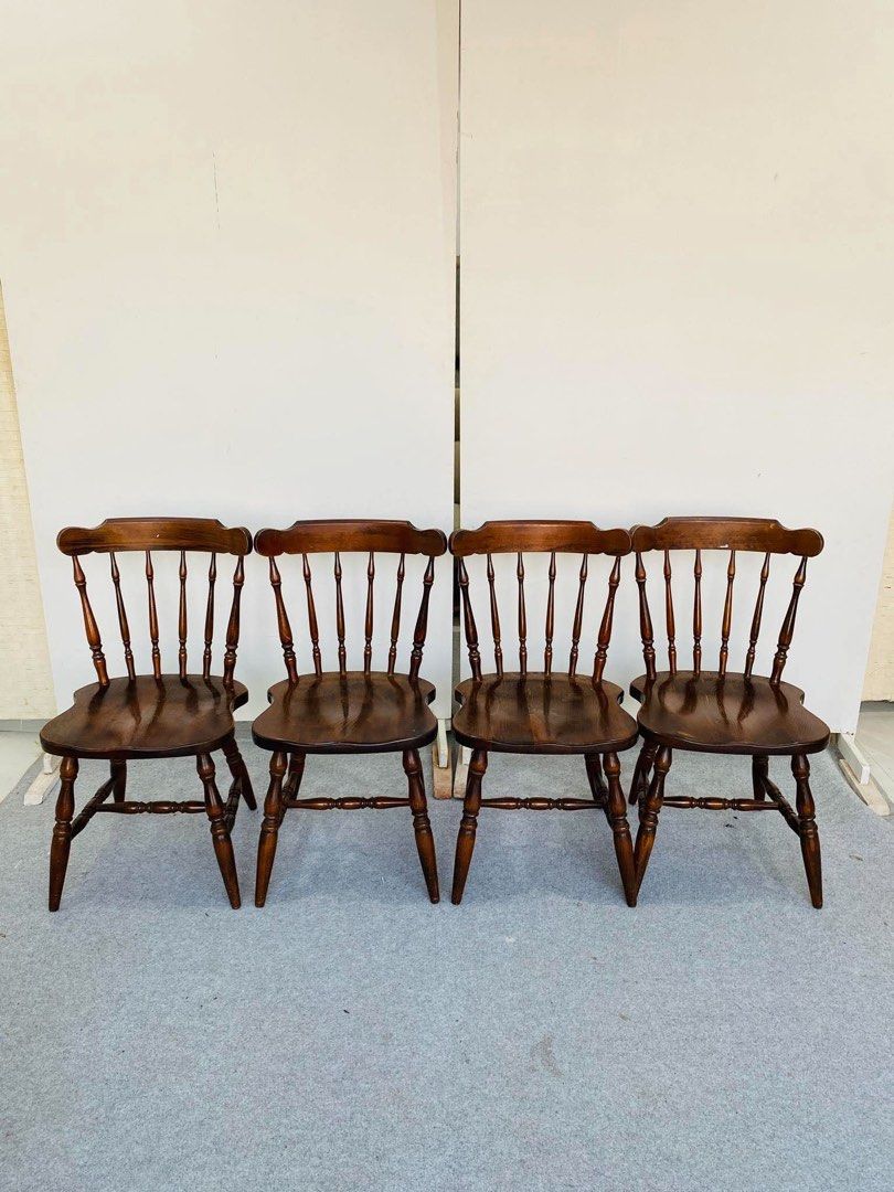 “JAPAN SURPLUS” HIDA SANGYO WINDSOR DINING CHAIRS (Category: Chairs) located in Bulacan. Submitted by monmon555 (Listing ID 1468244280, Image 1). Description: “JAPAN SURPLUS” HIDA SANGYO WINDSOR DINING CHAIRS SIZE: 18L” x 16W” x 17Sh” x 33H” inches (AS-IS ITEM) IN GOOD CONDITION.