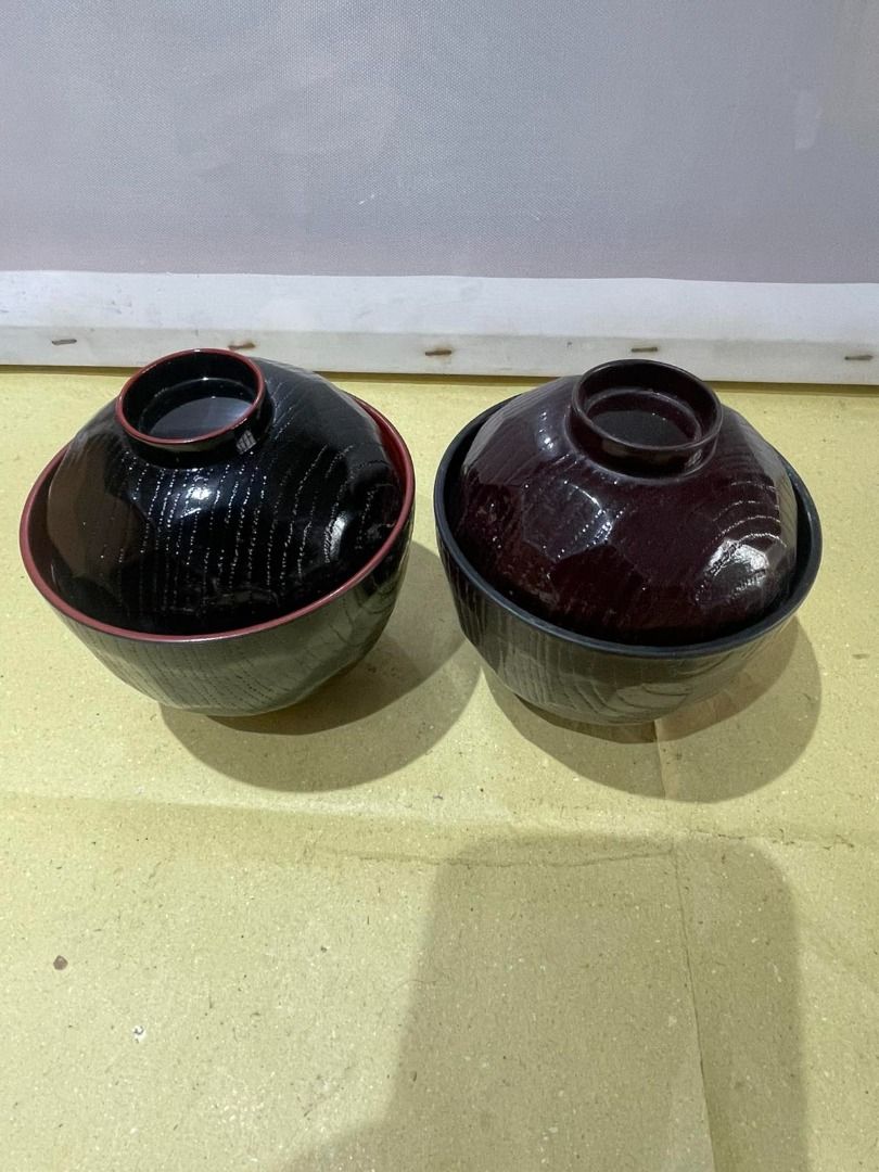Japanese Black Lacquer Bowls (Category: Dinnerware & Cutlery) located in Quezon City. Submitted by foxsquaredeals (Listing ID 1468075285, Image 1). Description: (commonly used for miso soup, side dishes, dipping sauces, or rice) 9cm diameter x 3cm H 2pcs available P50/pc MOP: Gcash/Bank transfer.