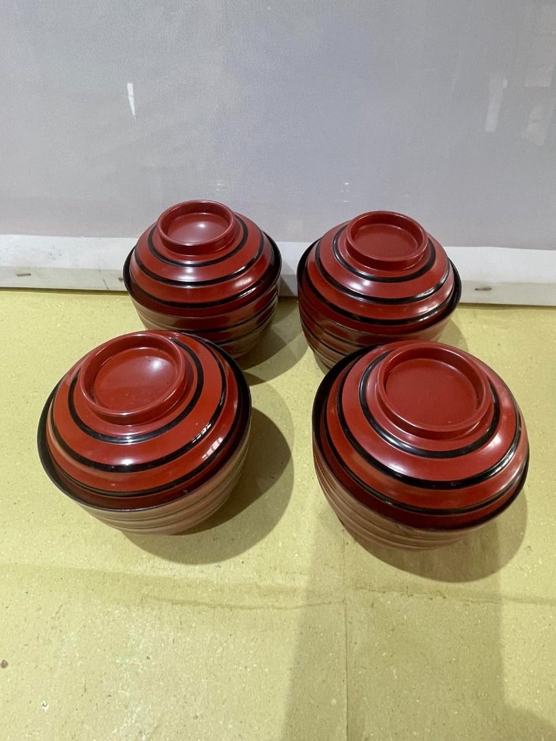 Japanese Red Lacquer Bowls (Category: Dinnerware & Cutlery) located in Quezon City. Submitted by foxsquaredeals (Listing ID 1468075053, Image 1). Description: (commonly used for miso soup, side dishes, dipping sauces, or rice) 9cm diameter x 2.5cm H 21pcs available P50/pc MOP: Gcash/Bank Transfer .