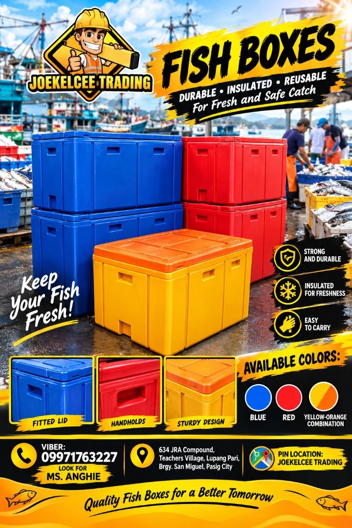 Joekelcee Trading Insulated Fish Box Container Cooler (Category: Food Organization & Storage) located in Caloocan City. Submitted by epicdragon.cf8b55 (Listing ID 1468075468, Image 1). Description: JOEKELCEE TRADING INSULATED FISH BOX 240 LITERS: 108L X 59W X 56HCM JUST CALL US / Pm me for more info. -09971763227 LOOK FOR : Angelina Address: 634 JRA COMPOUND LUPANG PARI SAN MIGUEL PASIG CITY WEBSITE: http://jocelynesidera30.wibsite.com/joekelceet