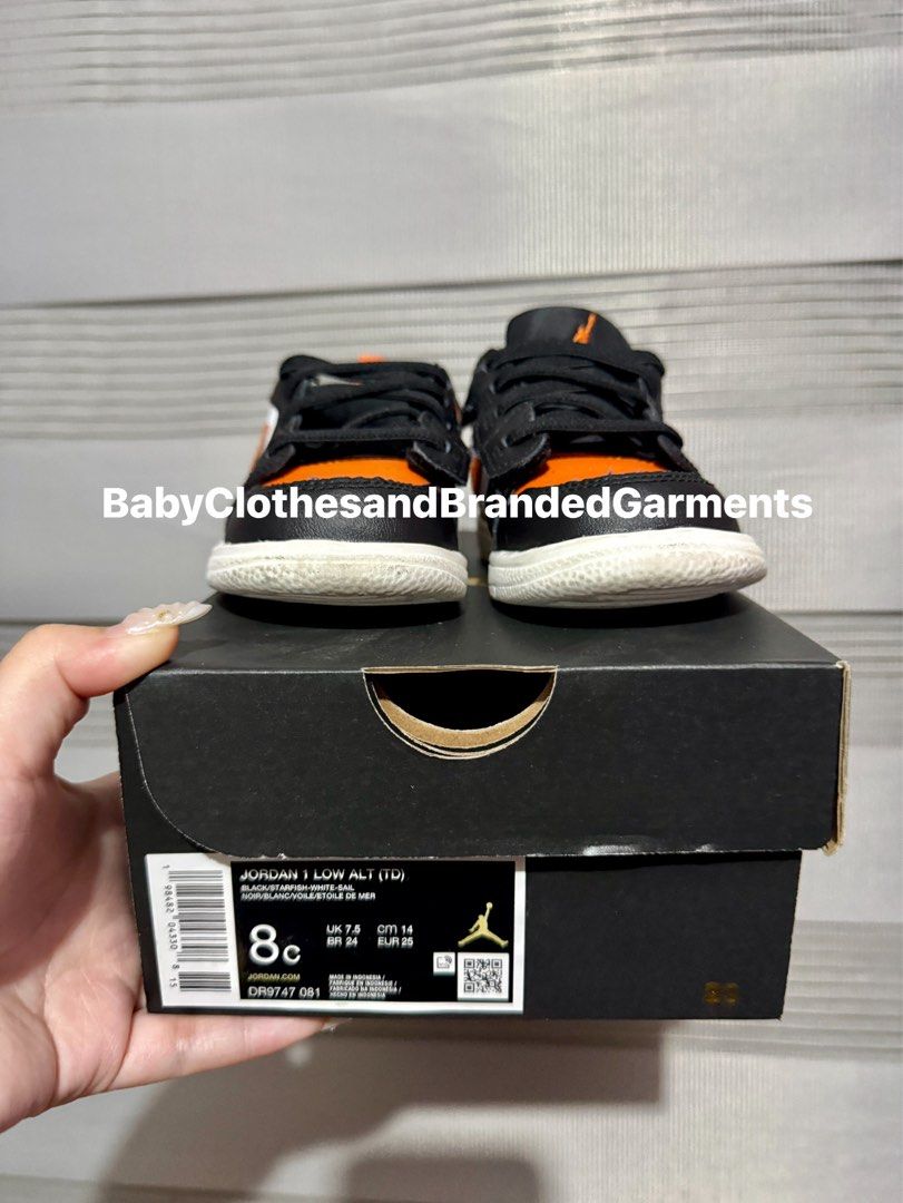 Jordan 1 Low “Starfish” size 8c (with box) (Category: Babies & Kids Fashion) located in Manila. Submitted by bcbg3217 (Listing ID 1468241884, Image 2). Description: ‼️PLEASE READ BEFORE BUYING‼️ Like new condition,personal preloved Size 8c Box included Velcro strap closure Actual photos are posted No other issues or flaws unless stated Please check the photos thoroughly before placing an order JnT regular or Lalamove COD for Metro Manila ⚠️BUY AT