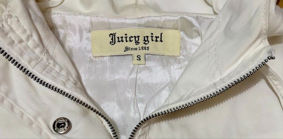 Juicy Couture White Cropped Hooded Jacket Small - Medium (Category: Coats, Jackets and Outerwear) located in Quezon City. Submitted by garagesale2026 (Listing ID 1468078854, Image 3). Description: - Preloved - In very good condition - Very nice in actual - Fits up to Medium - Button and zip closure - Adjustable drawstring details at the neck - Three-quarter length sleeve.