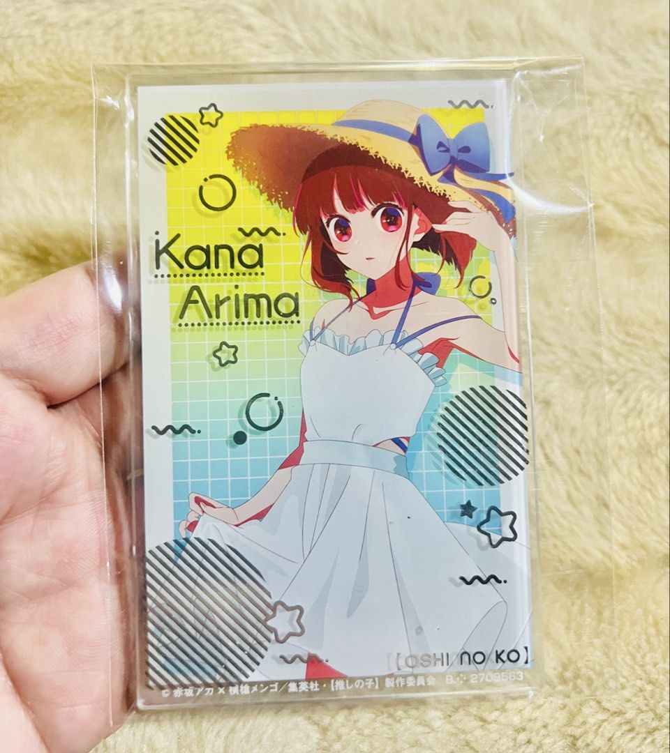 Kana Arima Acrylic Panel & Pin set (Category: Character Goods) located in Taguig. Submitted by lae.onlineshop (Listing ID 1468080577, Image 2). Description: Kana Arima Acrylic Panel & Pin set *SOLD AS SET ONLY. Set of 2 *Official/Authentic Oshi no Ko Goods *THE COLOR MAY SLIGHTLY DIFFER FROM ACTUAL DUE TO LIGHTING AND/OR SCREEN RESOLUTION. Issue: LOOSE. may or may not have hairlines on item’s surface, AS IS Inclusion: 1 x Character Acrylic Panel 
