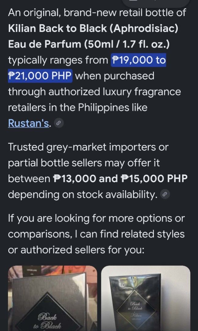 Kilian Back to Black 50ml (Category: Fragrance & Deodorants) located in Pugo. Submitted by abshopfinity (Listing ID 1468197877, Image 2). Description: .