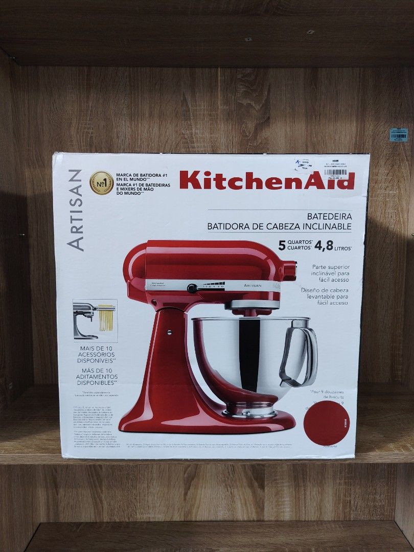 Kitchen Aid Artisan Stand Mixer Red 4.8L (Category: Hand & Stand Mixers) located in Manila. Submitted by riley1205 (Listing ID 1468081944, Image 1). Description: - Brand: KitchenAid Artisan Stand Mixer - Color: Empire Red - Capacity: 4.8-litre stainless steel bowl - Design: Tilt-head design for easy access - Included Attachments: Dough hook, flat beater, and wire whip - Condition: Brand new in original box (box opened for photos only) - RFS: Decl