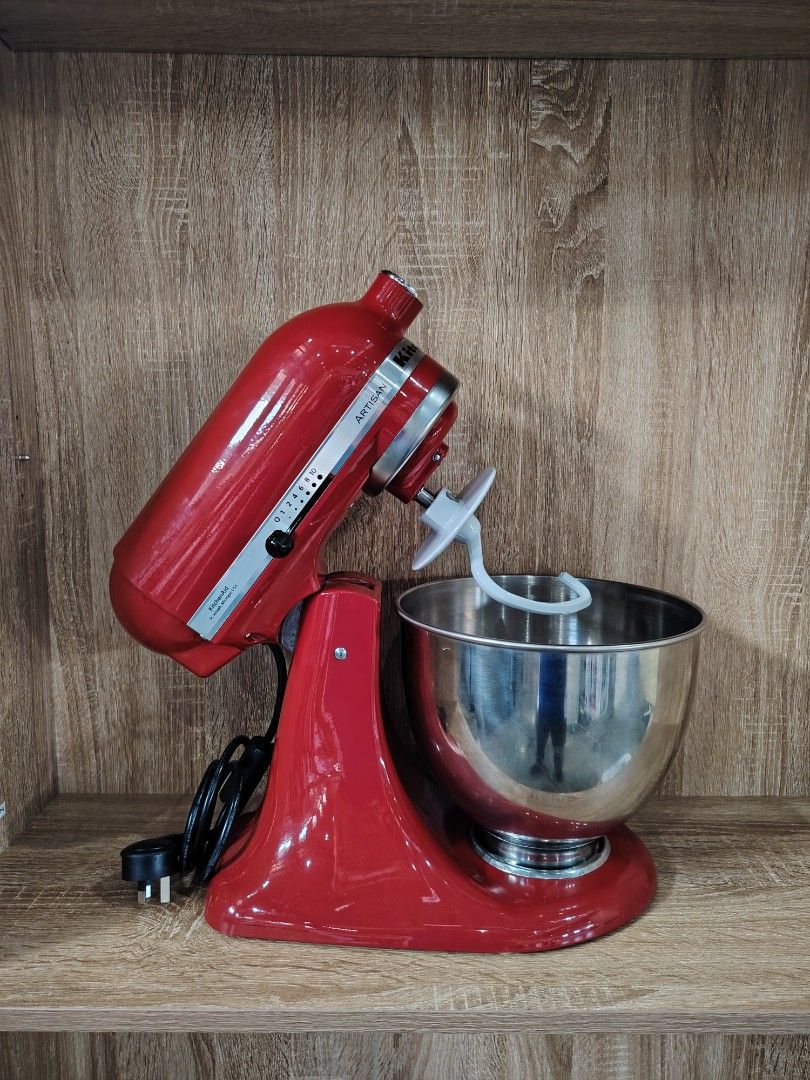 Kitchen Aid Artisan Stand Mixer Red 4.8L (Category: Hand & Stand Mixers) located in Manila. Submitted by riley1205 (Listing ID 1468081944, Image 3). Description: - Brand: KitchenAid Artisan Stand Mixer - Color: Empire Red - Capacity: 4.8-litre stainless steel bowl - Design: Tilt-head design for easy access - Included Attachments: Dough hook, flat beater, and wire whip - Condition: Brand new in original box (box opened for photos only) - RFS: Decl