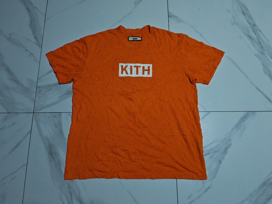 Kith Orange Box Logo Tee Size L (Category: Tshirts & Polo Shirts ) located in Davao. Submitted by thrift2you (Listing ID 1468061384, Image 1). Description: KITH Classic Logo Shirt (Orange) Large on Tag 22 x 27½ Brandnew Condition 🔥 Fresh from Bale Issue : Light Fade lang yung sa Washtag nya pero sa Back klaro naman No Issue Pm Me 📩 📍Davao City.