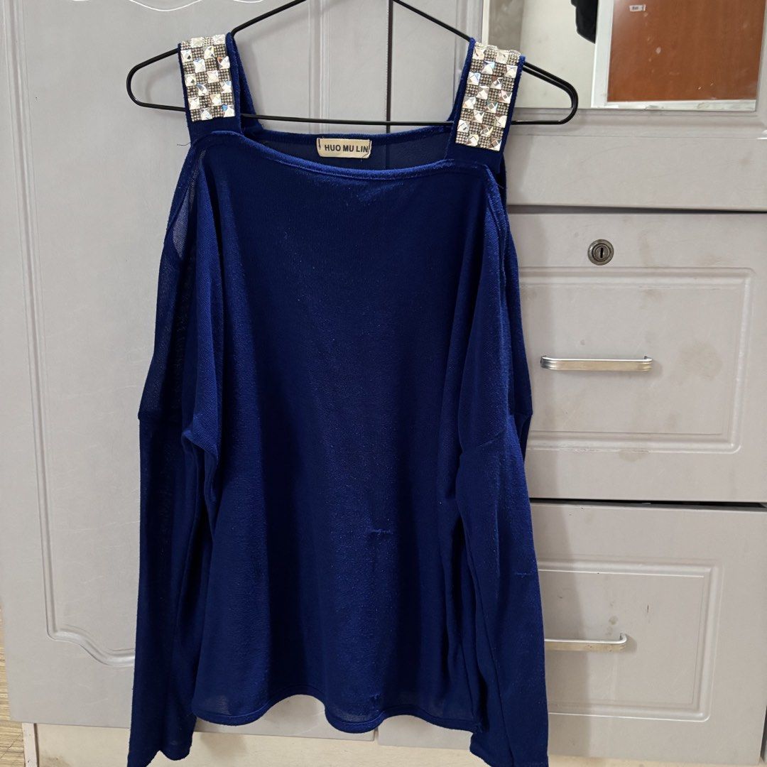 Knitted Offshoulder Royal Blue Top (Category: Sleeveless) located in Binan City. Submitted by mypreloved_haul (Listing ID 1468149845, Image 1). Description: .