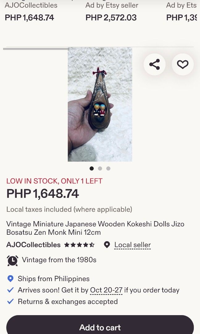Kokeshi dolls (Category: Announcements) located in Cavite. Submitted by annek_annek (Listing ID 1468214869, Image 3). Description: IN GOOD CONDITION SIZE : 5" INCHES APPROXIMATELY PLEASE SEND ME A MESSAGE FOR MORE DETAILS. Note: PLEASE DO MANAGE OUR EXPECTATION ITEMS ARE STILL FROM JAPAN SURPLUS. -ITEMS ARE FROM JAPAN AUCTION,BIDDING PLEASE DO MANAGE OUR EXPECTATION. -NO RETURN NO EXCHANGE POLICY -UNLESS ITEMS HAS A BIG DAMAGES. MOP : BDO,BPI,MAR