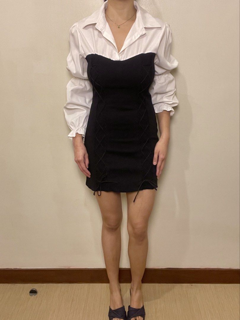 Lace Up Sleeve Dress (Category: Dresses) located in Pasig City. Submitted by againdarling (Listing ID 1468143439, Image 1). Description: HQ mini dress.